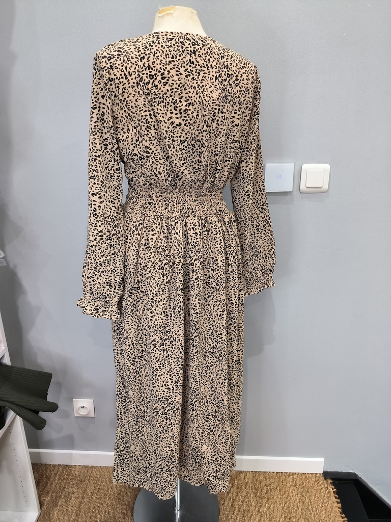 Robe longue léopard beige 