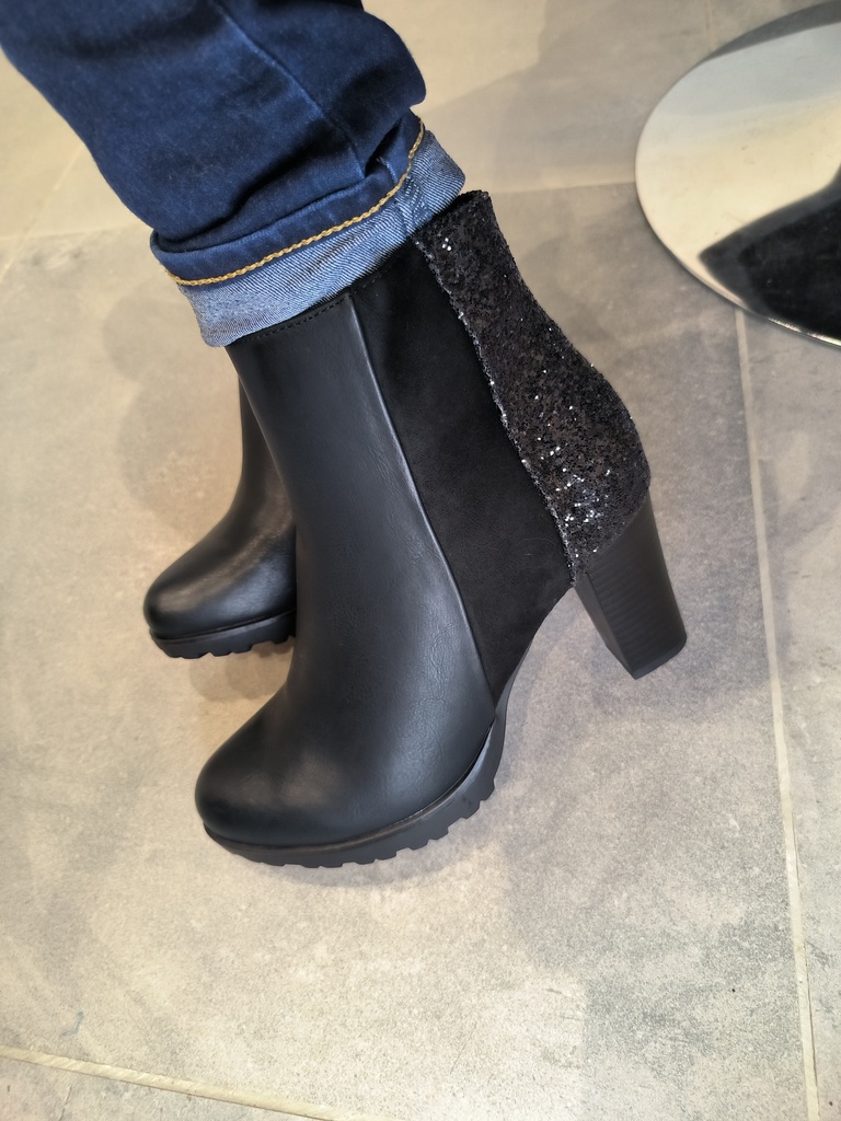 Boots chelsea noir pailleté 