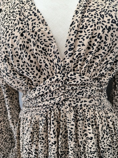 Robe longue léopard beige 